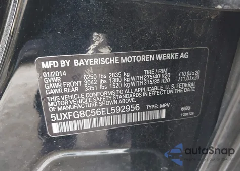2014 BMW X6 xDrive50I from USA, damaged, VIN 5UXFG8C56EL592956